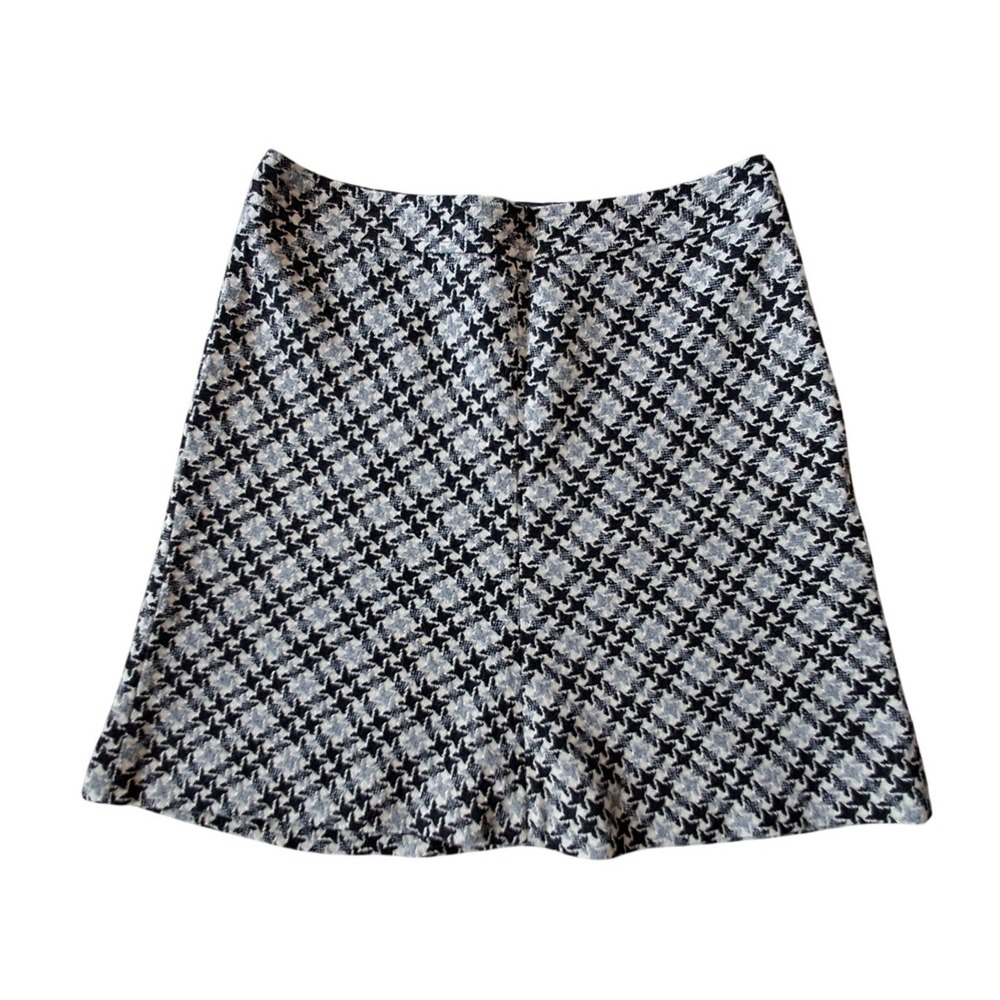 Ann Taylor LOFT Petites Wool Blend Houndstooth A-Line Mini Skirt Black Blue 4P